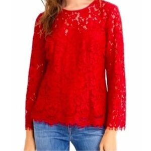 J. Crew Red Lace Top With Cami Size 6 Tall